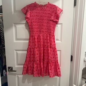 J.Marie Pink Smocked Ruffle Sleeve Tiered Dress w/ Pockets – Size Small